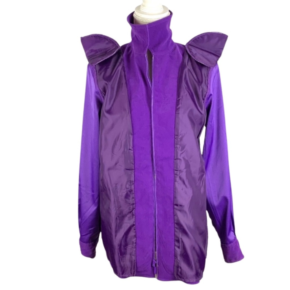 Vintage Bob Mackie Purple Embroidered Suede Wearable Art Shacket Jacket X-Small - Picture 10 of 15